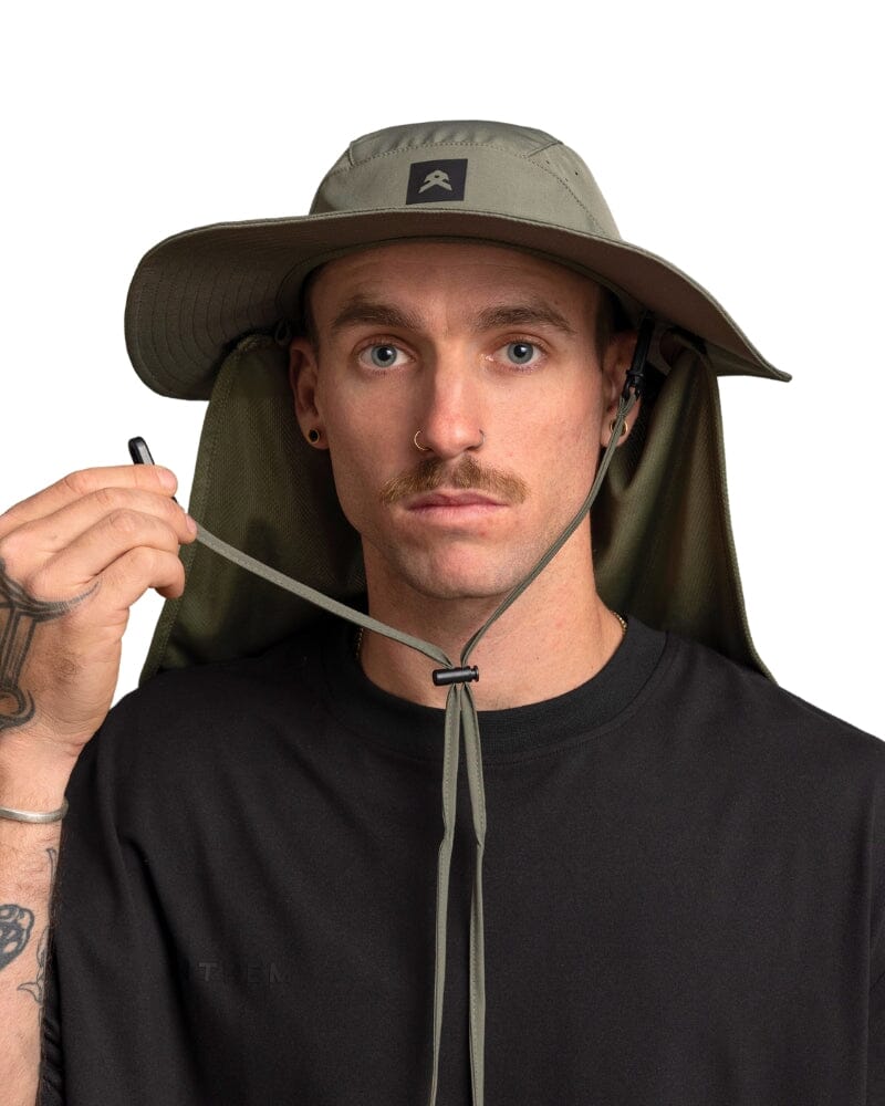 Wide Brim Hat With Legionnaires Flap - Green - Image 5