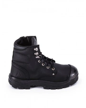 Argyle Lace Up Boot with Zip and Bump Cap - Black - Image 4