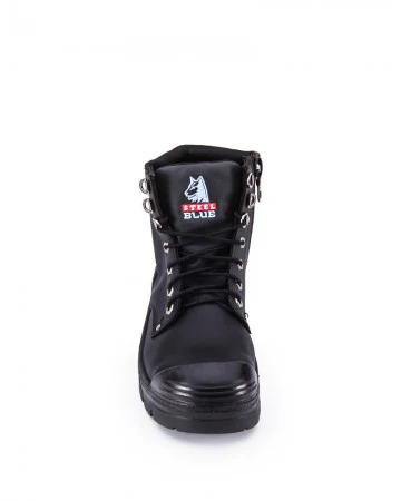 Argyle Lace Up Boot with Zip and Bump Cap - Black - Image 5