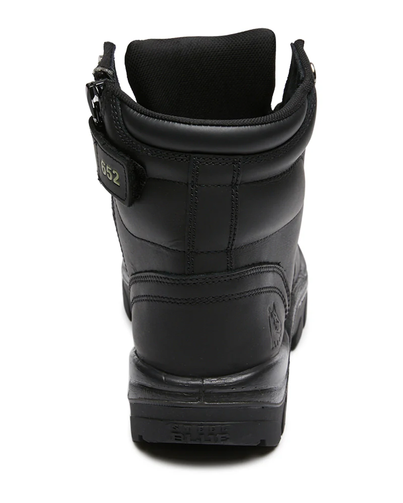 Argyle Lace Up Safety Boot with Zip and Scuff Cap - Black - Image 3