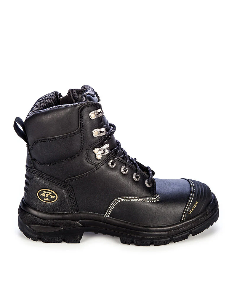 AT 55345Z Zip Side Lace Up Boot - Black - Image 4