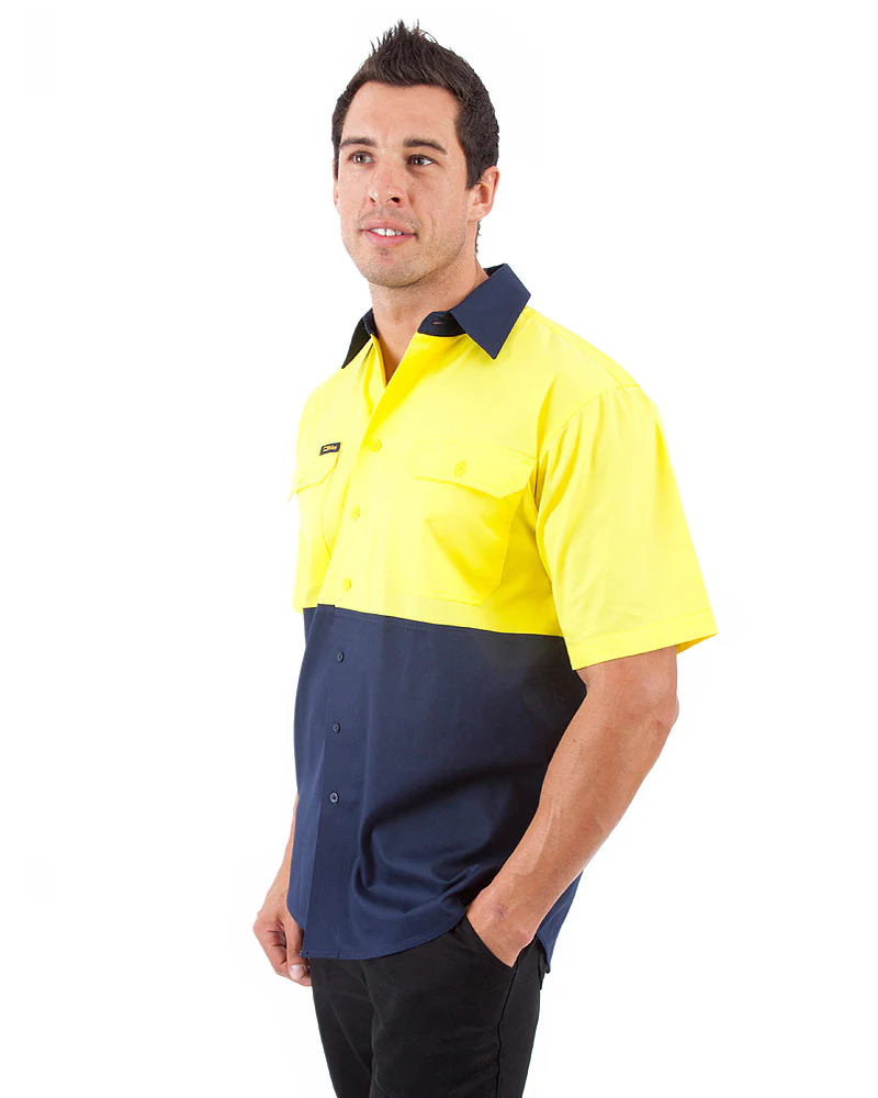 Cool Lightweight Drill Shirt SS - Yellow/Navy - Image 2