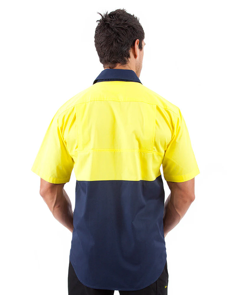 Cool Lightweight Drill Shirt SS - Yellow/Navy - Image 3