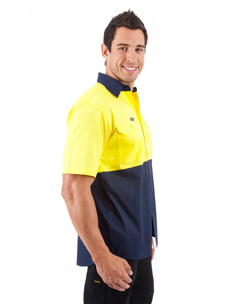 Cool Lightweight Drill Shirt SS - Yellow/Navy - Image 4