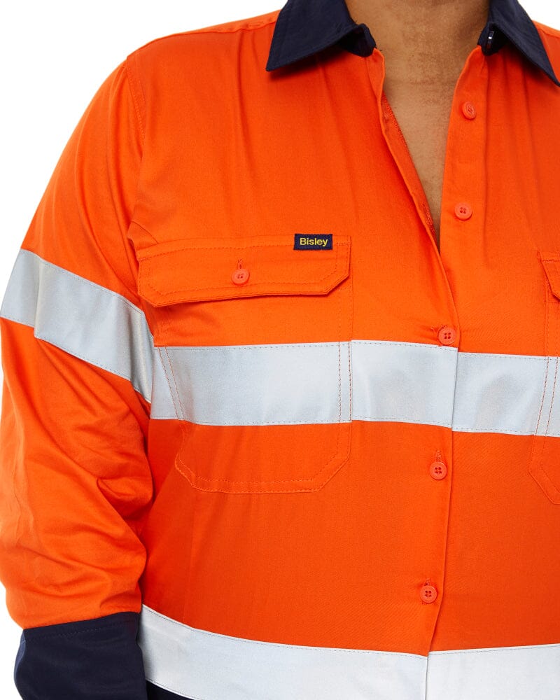 3M Taped Hi Vis Cool Lightweight LS Shirt - Orange/Navy - Image 6