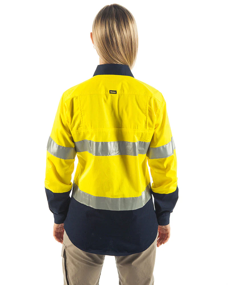 3M Taped Hi Vis Cool Lightweight LS Shirt - Yellow/Navy - Image 3