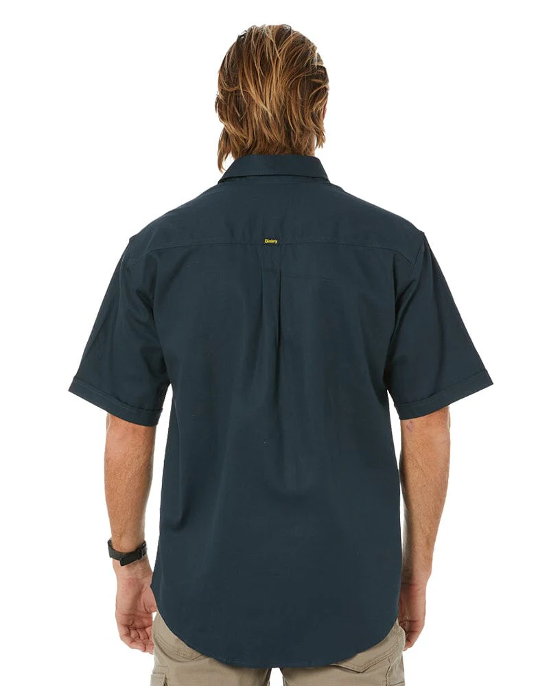 Closed Front Mens Cotton Drill SS Shirt - Bottle - Image 4