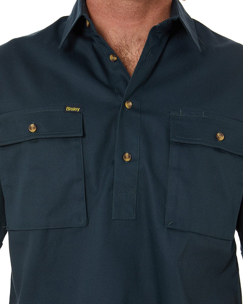 Closed Front Mens Cotton Drill SS Shirt - Bottle - Image 5
