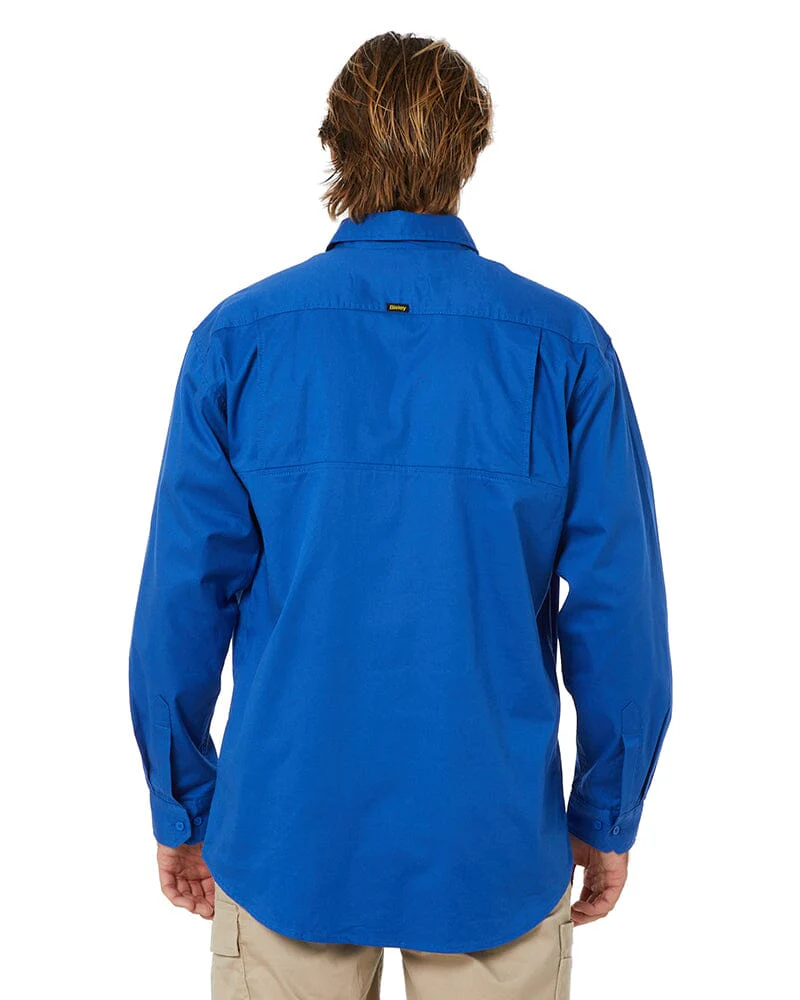 Closed Front Mens Lightweight LS Drill Shirt - Royal - Image 4