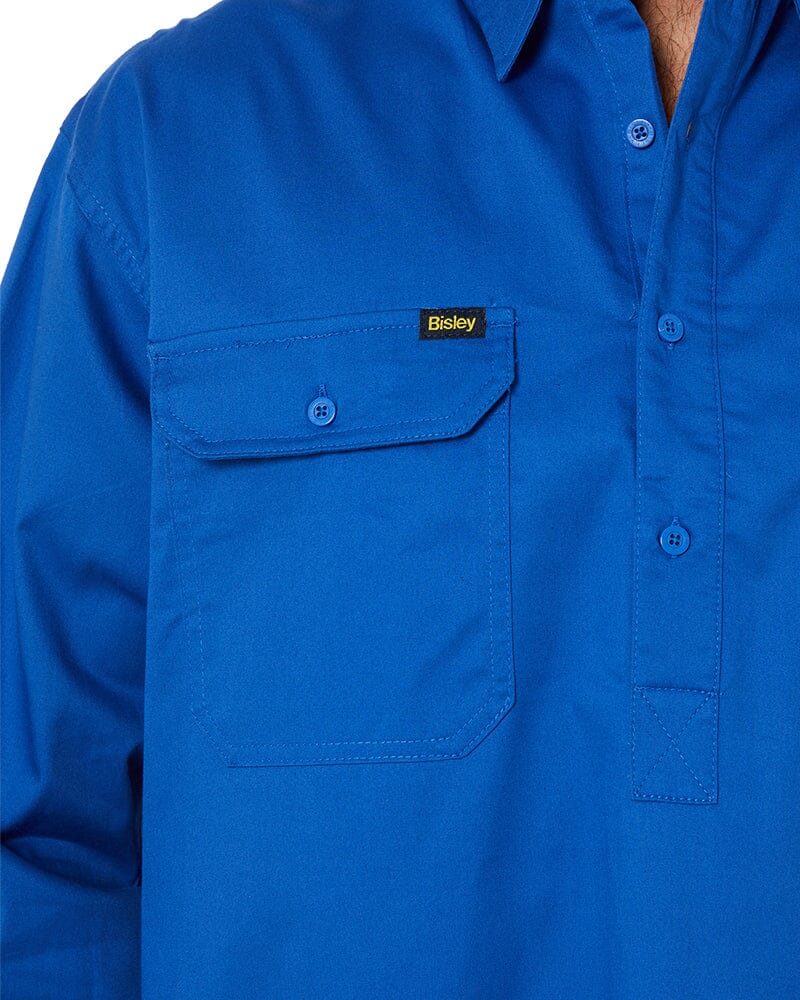 Closed Front Mens Lightweight LS Drill Shirt - Royal - Image 5