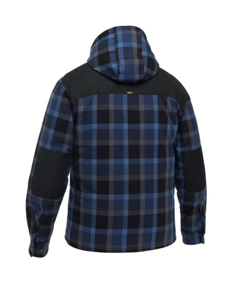 Contrast Check Zip Front Hoodie - Blue/Black - Image 3