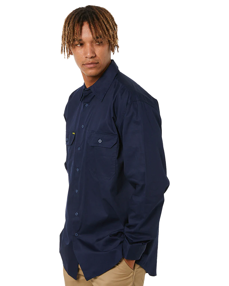 Cool Lightweight Drill Shirt LS - Navy - Image 3