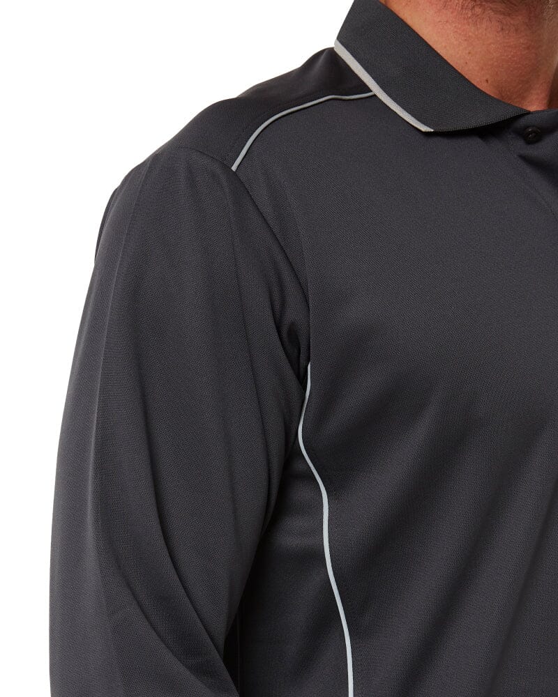 Cool Mesh LS Polo Shirt With Reflective Piping - Charcoal - Image 5
