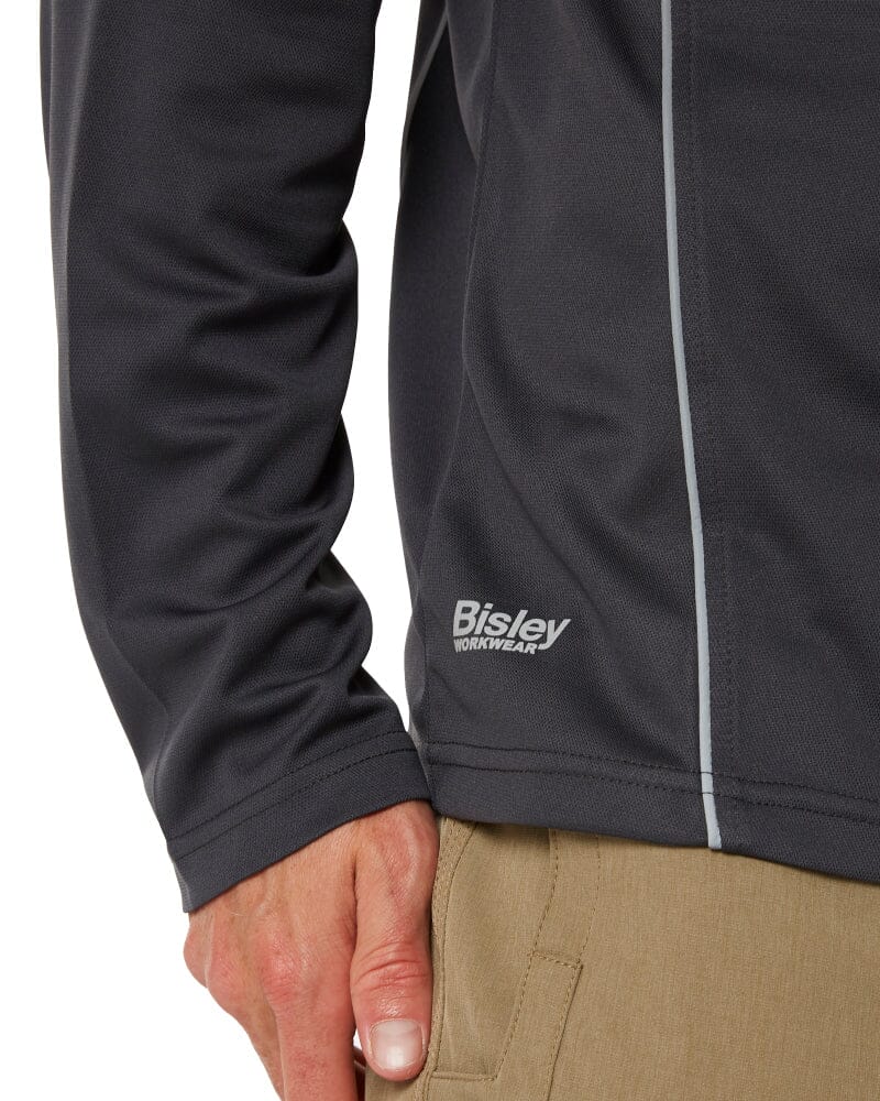 Cool Mesh LS Polo Shirt With Reflective Piping - Charcoal - Image 6