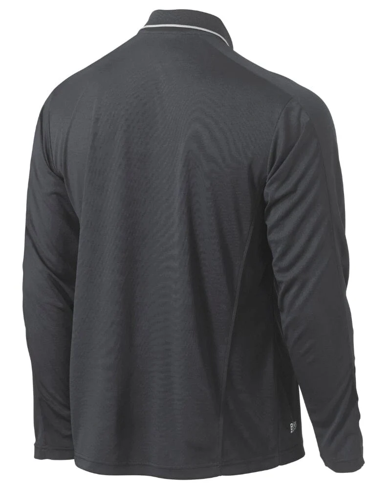 Cool Mesh LS Polo Shirt With Reflective Piping - Charcoal - Image 8