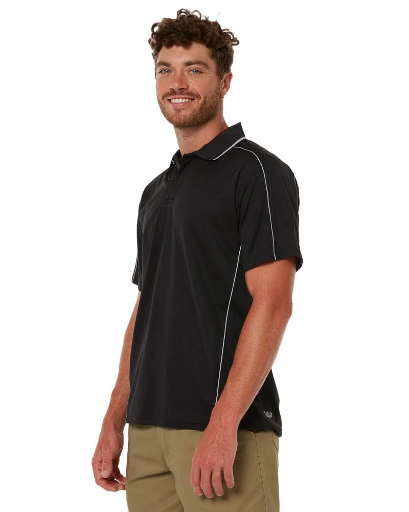 Cool Mesh Polo Shirt With Reflective Piping - Black - Image 3