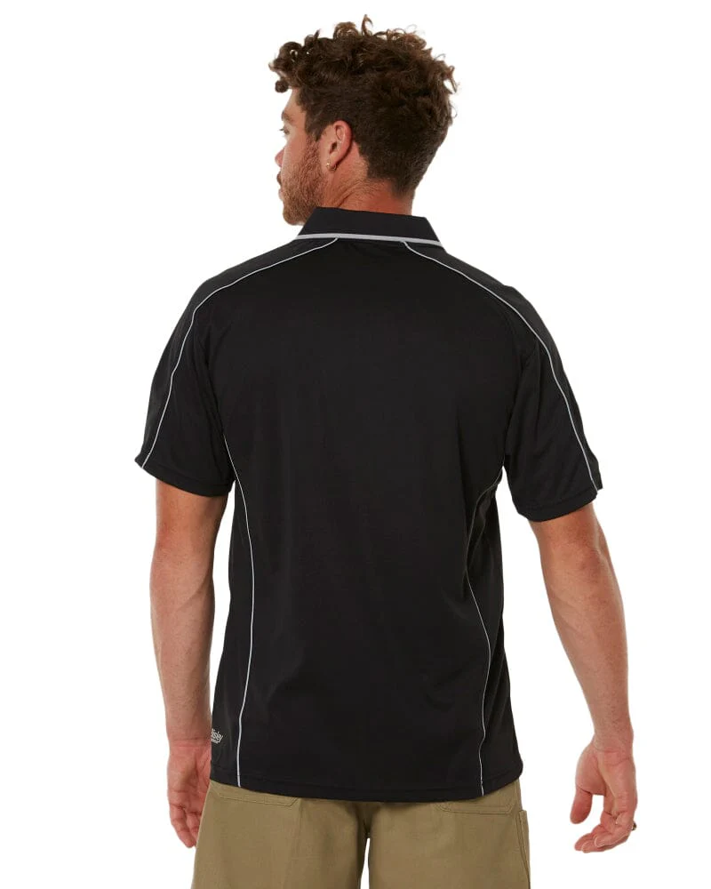 Cool Mesh Polo Shirt With Reflective Piping - Black - Image 4