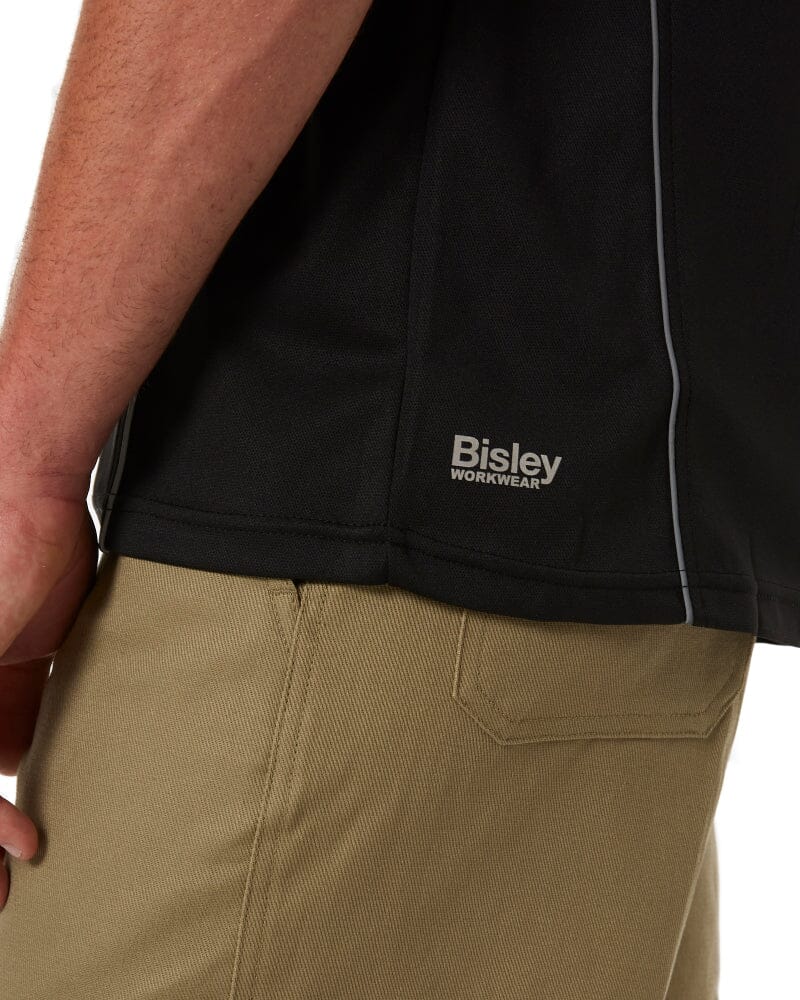 Cool Mesh Polo Shirt With Reflective Piping - Black - Image 6