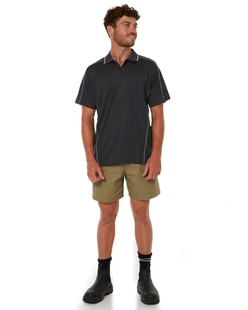 Cool Mesh Polo Shirt With Reflective Piping - Charcoal - Image 2