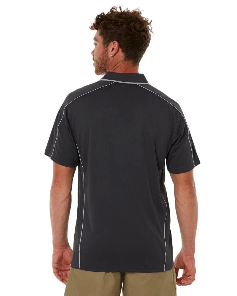Cool Mesh Polo Shirt With Reflective Piping - Charcoal - Image 4