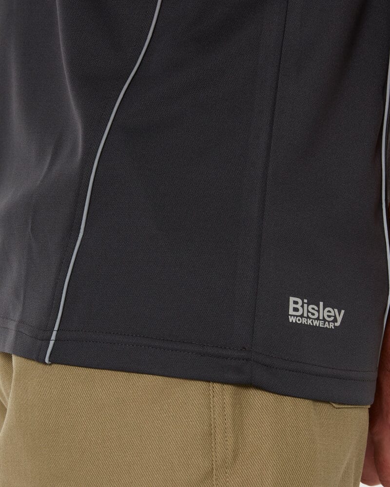 Cool Mesh Polo Shirt With Reflective Piping - Charcoal - Image 6