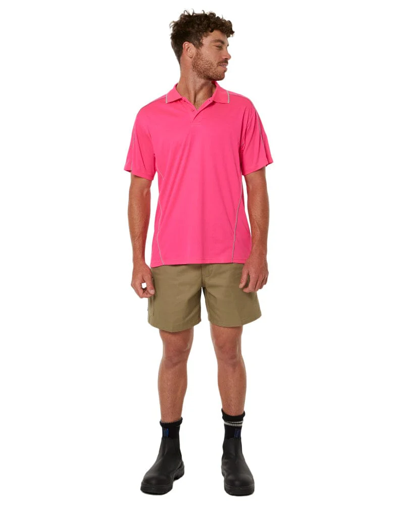 Cool Mesh Polo Shirt With Reflective Piping - Pink - Image 2