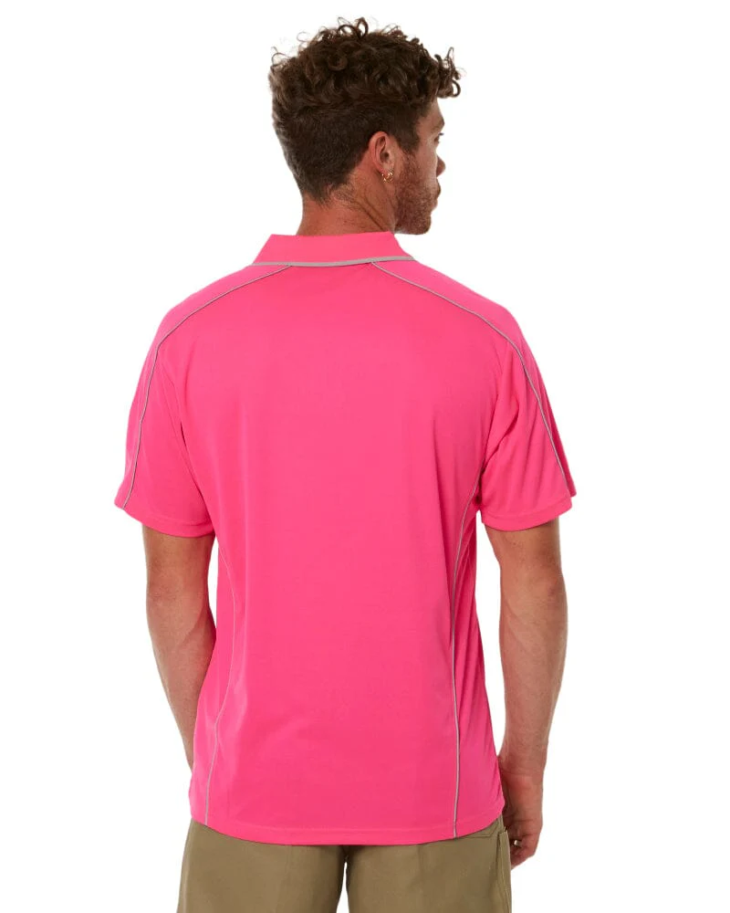 Cool Mesh Polo Shirt With Reflective Piping - Pink - Image 4