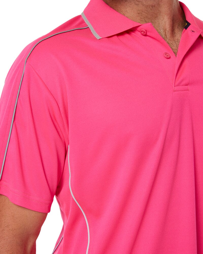 Cool Mesh Polo Shirt With Reflective Piping - Pink - Image 5