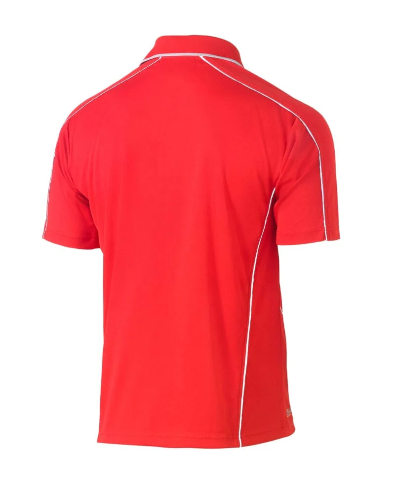 Cool Mesh Polo Shirt With Reflective Piping - Red - Image 2