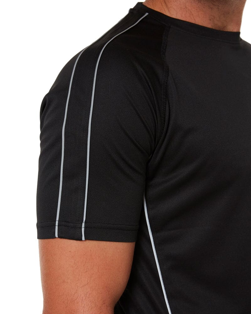 Cool Mesh Tee With Reflective Piping - Black - Image 6