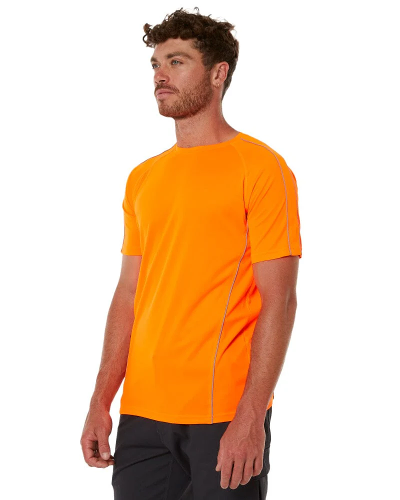Cool Mesh Tee With Reflective Piping - Hi Vis Orange - Image 3