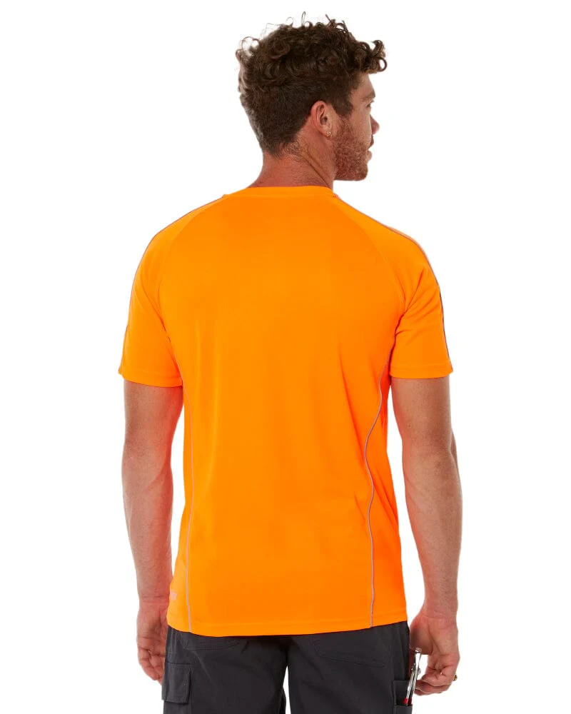 Cool Mesh Tee With Reflective Piping - Hi Vis Orange - Image 4