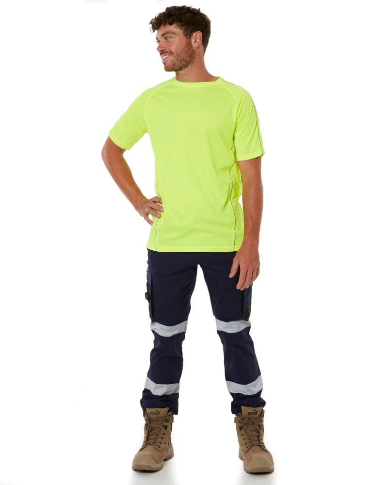 Cool Mesh Tee With Reflective Piping - Hi Vis Yellow - Image 2