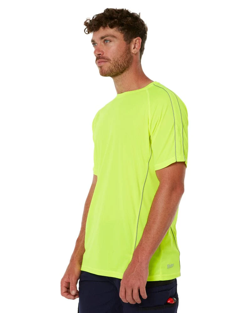 Cool Mesh Tee With Reflective Piping - Hi Vis Yellow - Image 3