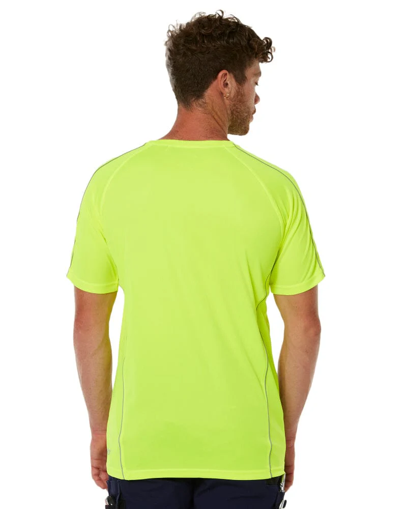 Cool Mesh Tee With Reflective Piping - Hi Vis Yellow - Image 4