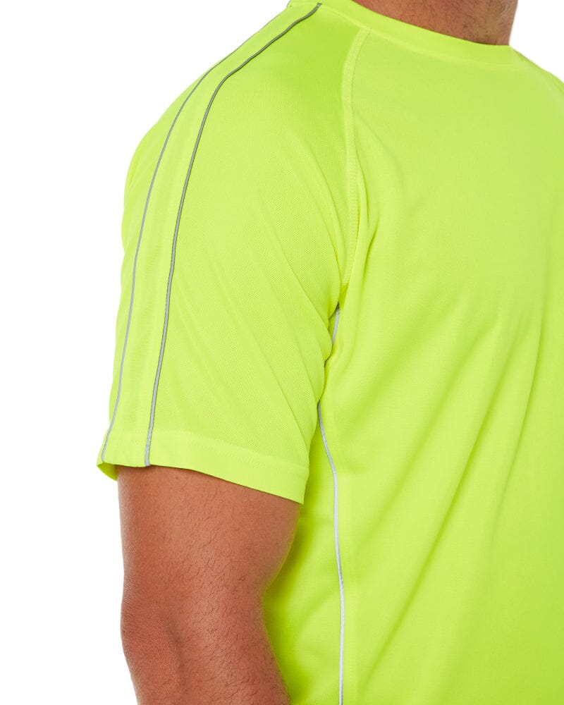 Cool Mesh Tee With Reflective Piping - Hi Vis Yellow - Image 6
