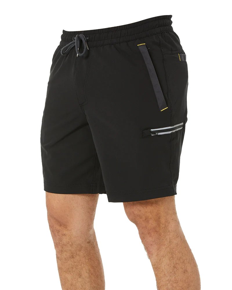 Flex and Move Tradie 4 Way Stretch Elastic Waist Cargo Short - Black - Image 3