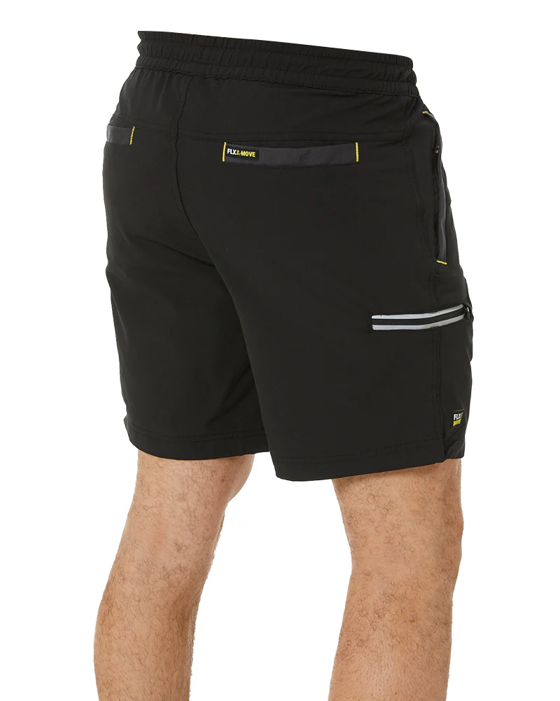 Flex and Move Tradie 4 Way Stretch Elastic Waist Cargo Short - Black - Image 5