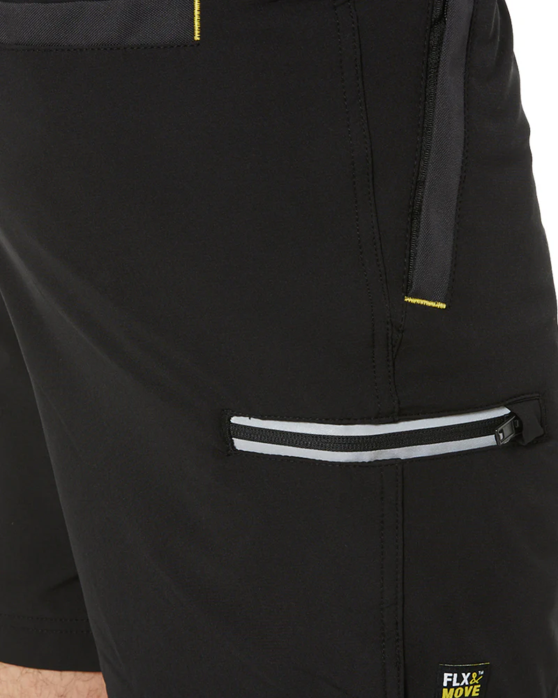 Flex and Move Tradie 4 Way Stretch Elastic Waist Cargo Short - Black - Image 6