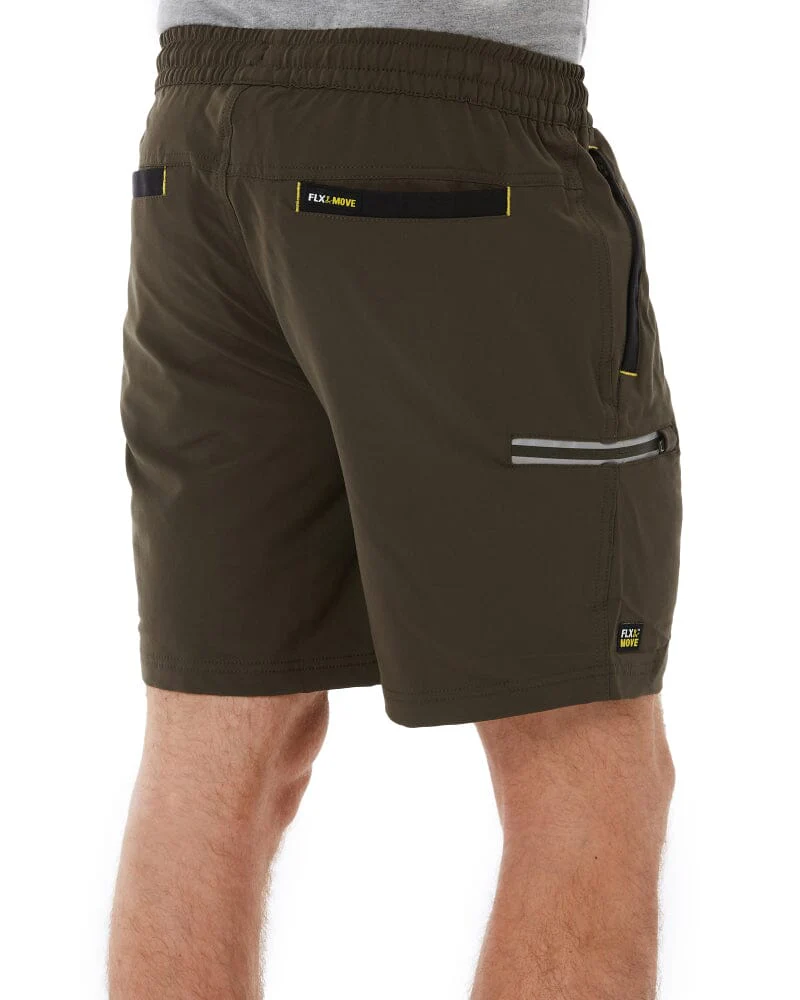 Flex and Move Tradie 4 Way Stretch Elastic Waist Cargo Short - Green - Image 5