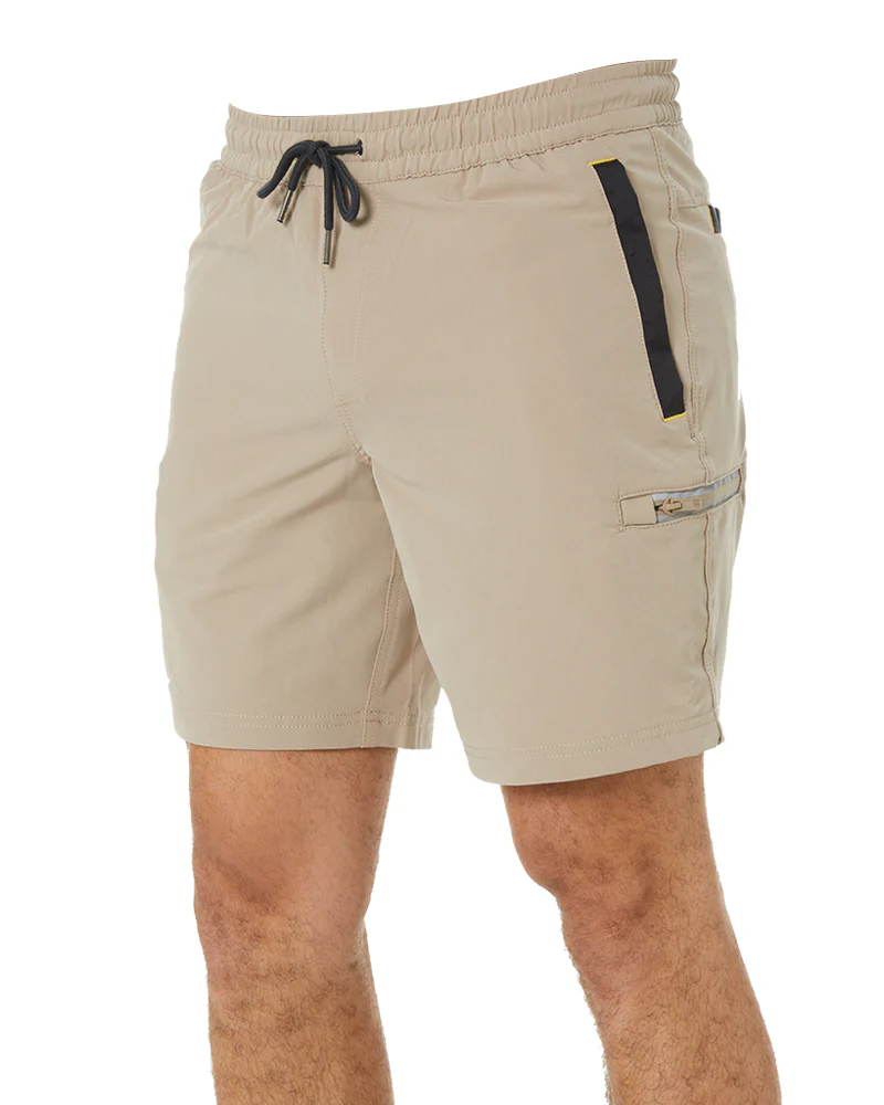 Flex and Move Tradie 4 Way Stretch Elastic Waist Cargo Short - Stone - Image 3