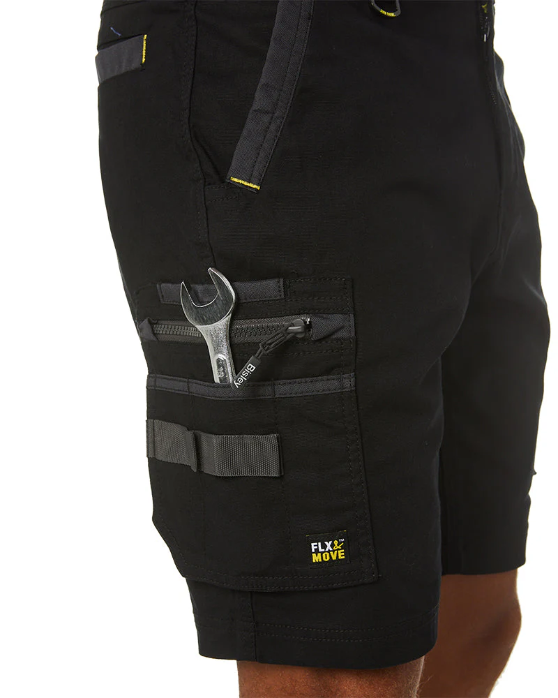 Flex and Move Stretch Canvas Utility Zip Cargo Short - Black - Image 6