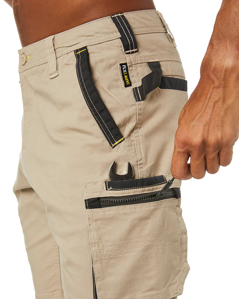Flex and Move Stretch Canvas Utility Zip Cargo Short - Stone - Image 6