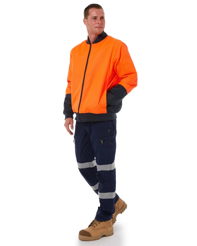Hi Vis Bomber Jacket - Orange/Navy - Image 2