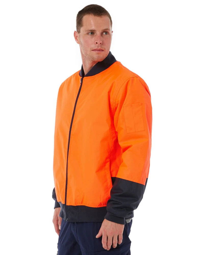 Hi Vis Bomber Jacket - Orange/Navy - Image 3
