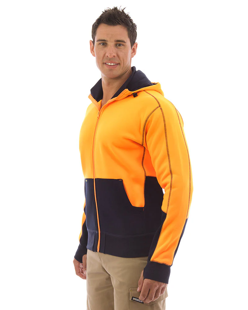 Hi Vis Fleece Hoodie - Orange/Navy - Image 2