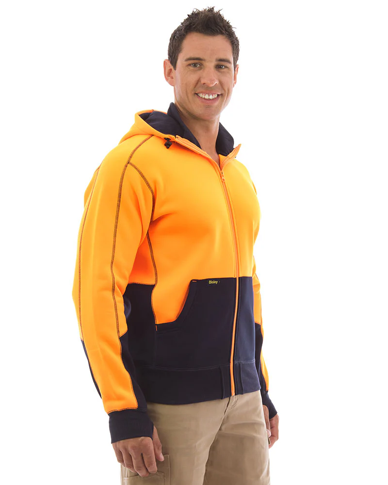 Hi Vis Fleece Hoodie - Orange/Navy - Image 4