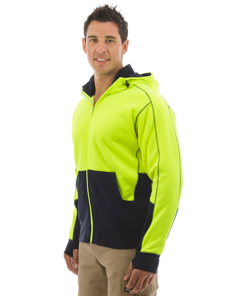 Hi Vis Fleece Hoodie - Yellow/Navy - Image 2