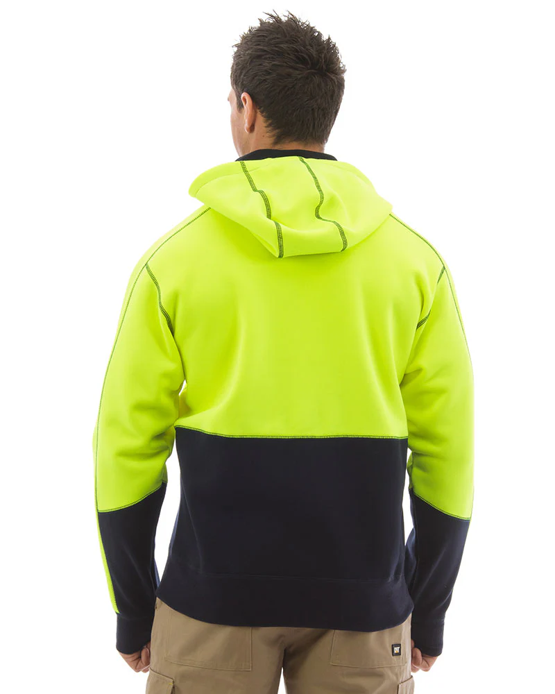 Hi Vis Fleece Hoodie - Yellow/Navy - Image 3