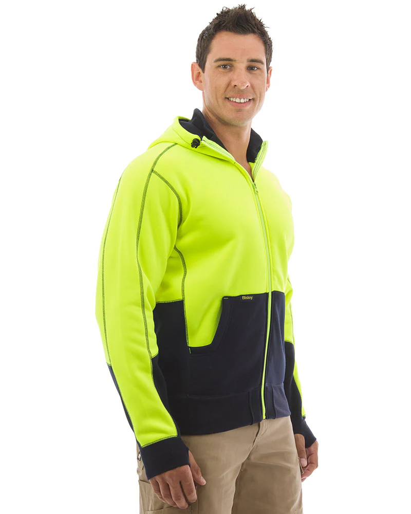 Hi Vis Fleece Hoodie - Yellow/Navy - Image 4